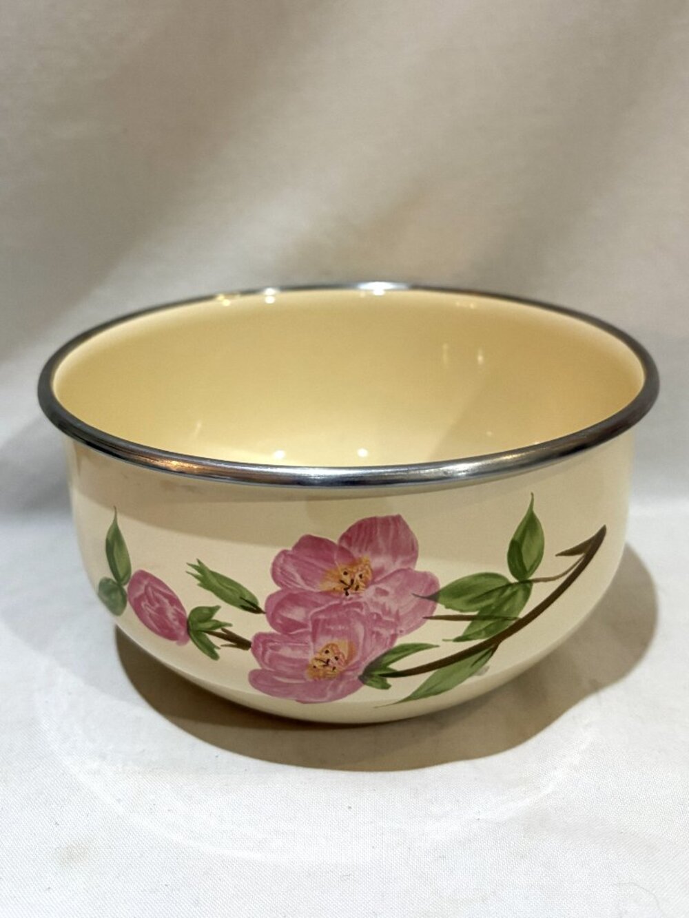 Vintage 1950s Franciscan Desert Rose Enamel Metal Bowl
